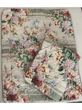 2 Matching Vintage Croscill Floral Pillow Shams 24” X 31”